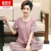 Mom mùa hè pyjama phụ nữ quần ngắn tay cotton mùa hè cho người trung niên và cao tuổi rộng rãi có thể mặc bên ngoài quần áo ở nhà cộng với kích thước - Cha mẹ và con