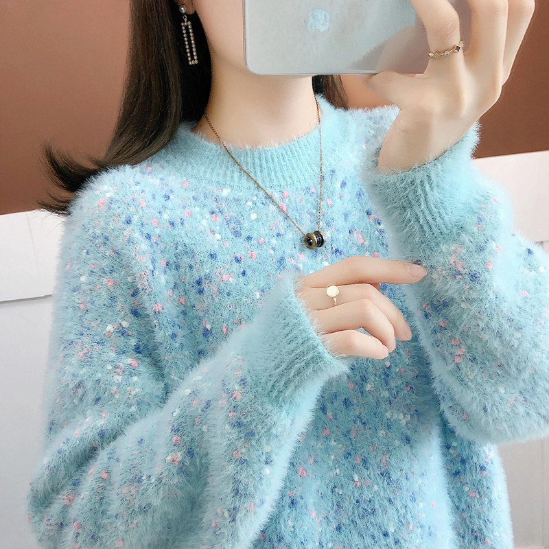 Mink Velvet Winter Sweater for Women 2025 New Long-Sleeved Korean Style Lazy Style Thickened Base Shirt Outer Wear Top
