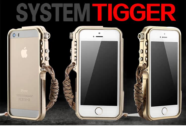 SIMON Mechanical Arm Trigger Aluminum Alloy Metal Bumper Outdoor Case Cover for Apple iPhone SE/5S/5 & iPhone 4S/4