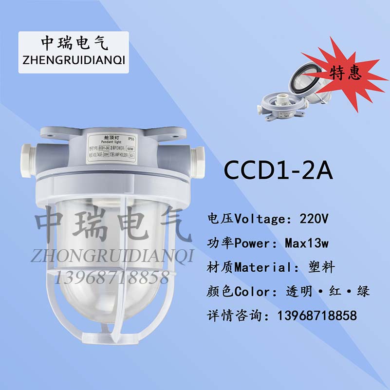 Marine white incandescent ceiling lamp CCD1-2A plastic 220V60W waterproof deck godown lamp manufacturer direct