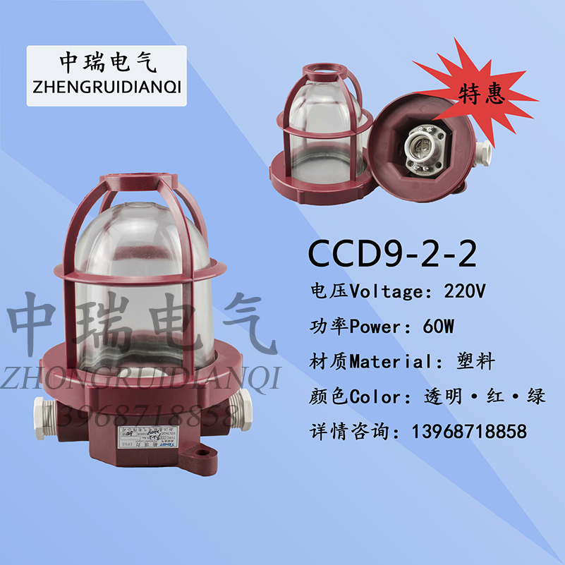 Marine lamps CCD9-2-2 steel watertight white incandescent ceiling light 220V60W waterproof deck godown lights