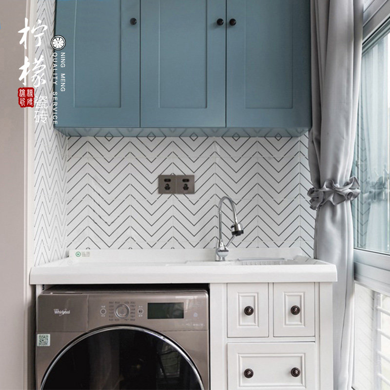 Nordic flower brick 300x300 tile labyrinth flower sheet black and white flower brick minimalist geometric line anti-slip floor tile