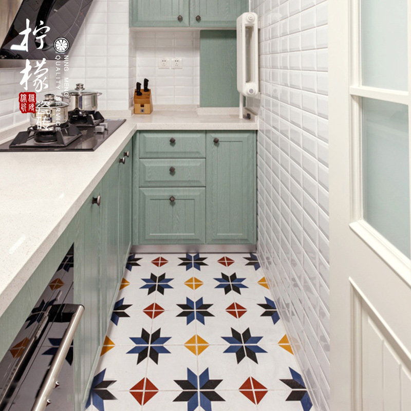 Nordic Colorful Retro Personality Flowers Brick Antique Flower pieces Kitchen Makeup Rooms Anti Slip Tiles Wall Tiles