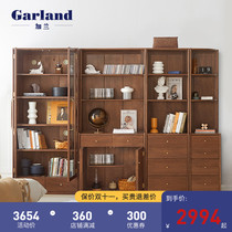 Garland full solid wood bookcase storage rack light luxury modern walnut bookcase storage cabinet integrated dustproof glass bookcase