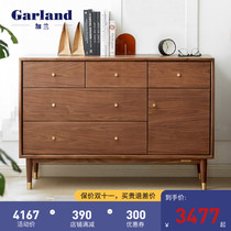 Garland full solid wood drawer storage cabinet cupboard light luxury walnut household wall large capacity storage cabinet