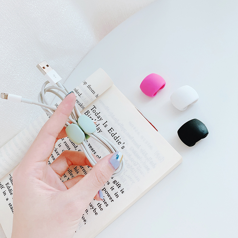 Headphone storage buckle Data line winding device Management line winding device Cute silicone mobile phone charging cable finishing small artifact Charger receiving device Button type portable fixed headphone cable hub