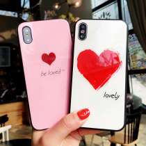 Apple x mobile phone case new iphonex glass all-inclusive anti-drop simple Tide brand girl heart Net red with women