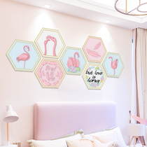 ins Wind girl heart room decoration Net red bedroom layout Wall Flamingo 3D wall sticker stickers