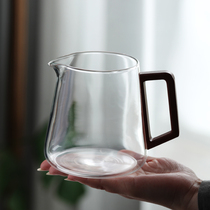 New Glass Road Cup with handle transparent thick high-grade wooden handle tea divider pot with large capacity 500ml