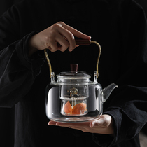 Glass teapot cooking dual-purpose white tea tea boiler tea water separation lifting beam pot large capacity transparent single built-in filter