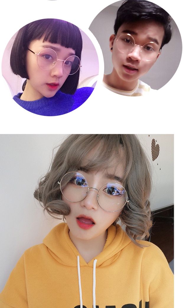 Tròn retro lưới đỏ sao tròn mặt lớn hộp bức xạ màu xanh ánh sáng kính nữ văn học kim loại nam nhẹ chân - Kính khung kính mắt thời trang