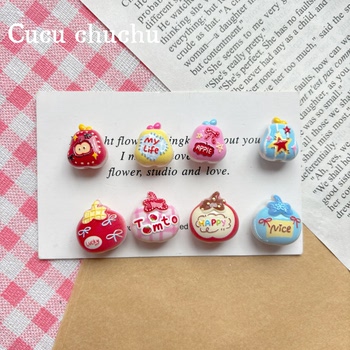 Acrylic Double-Sided Embossed DIY Jewelry Phone Chain Accessories Cute Cartoon Fruit Tomato Through-Hole Beads