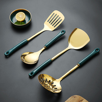 Single long handle stainless steel Emerald spatula spoon household colander stir-fry shovel full kitchen utensil set