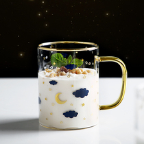 Nordic high-value creative starry glass home drinking transparent belt put simple Cup subnet red water Cup ins