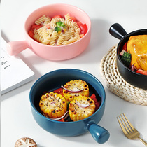 Cute instant noodle bowl with handle creative ceramic baking tray special utensils can be microwave oven utensils with tableware