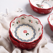 Japanese-style single ins Cute good-looking cherry tableware Girl heart Strawberry salad bowl Household dinner plate