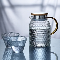 Household high temperature resistant hammer glass cold water kettle to cool boiled water oversized cool teapot large capacity ice water cup set