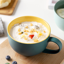 Large capacity mug Nordic ins Breakfast Oatmeal cup creative simple Japanese ceramic with spoon household water Cup