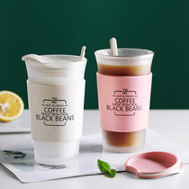 With straw glass intended personality trend simple coffee cup Net red ins Wind home anti-scalding student water Cup