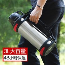 Large capacity 304 stainless steel insulation pot portable outdoor car 2L thermos cup household 3000ML warm water bottle bottle