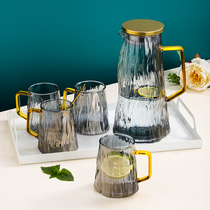 Large Capacity Heat Resistant High Temperature Glass Cold Kettle Home Cool Kettle Glacier Boiled Water Cups Bottling Teapot Suit