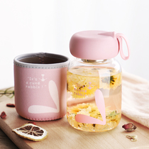 Mini glass Portable small student water cup Female Korean version of the small cute cup Simple ins wind flower tea cup