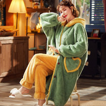 Pajamas Woman 2021 New Autumn Winter Style Coral Suede Thickened Warm Flannel Lady Winter Home Suit Suit