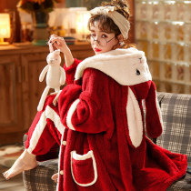 Wedding Pyjamas of the Year Female Large Red Tiger Plus Suede Thickened Coral Suede Christmas Winter 2021 New