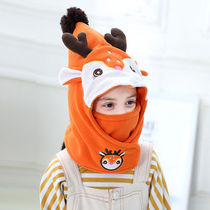 Childrens hats autumn and winter boys and girls masks scarf baby cap deer children warm hat thick wind cap