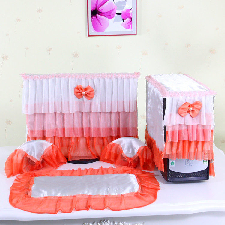 Computer Dust cover Five pieces of computer anti-dust cover host desktop display liquid crystal dust cover Sub-field lace cloth art