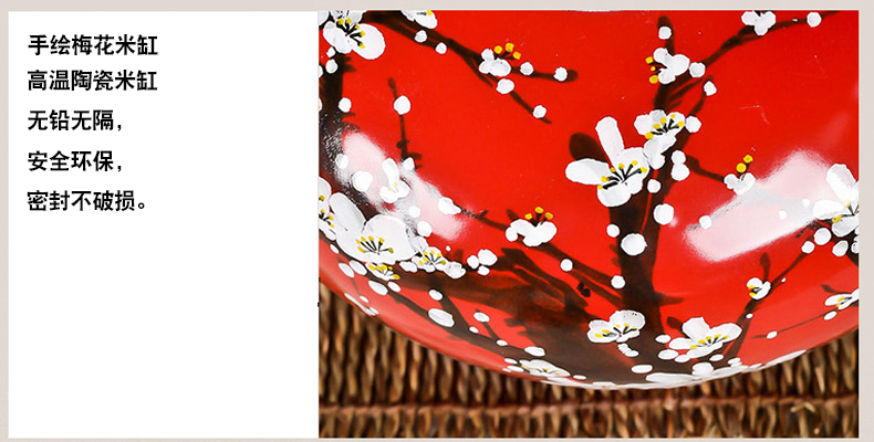 Ricer box with cover of jingdezhen barrel surface pickles cylinder storage bins insect - resistant moistureproof kitchen receive decoration