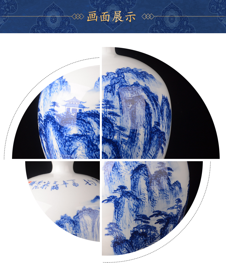 Jingdezhen hand - made blue mercifully bottle wine home furnishing articles 10 jins wine jar of Chinese style household ceramics seal pot