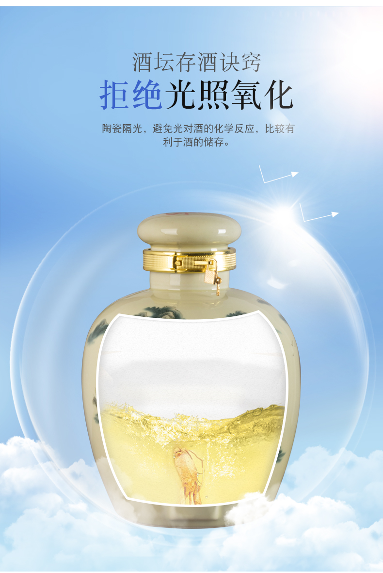 Jingdezhen ceramic home wine jar with leading 10 jins 20 jins 30 pounds the empty bottle of liquor jar to soak it