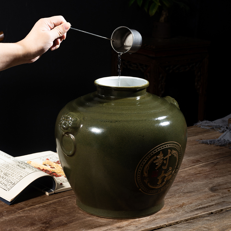 Jingdezhen ceramic wine jar jar of old archaize home 20 jins pack sealing liquor bottle is empty bottle with cover