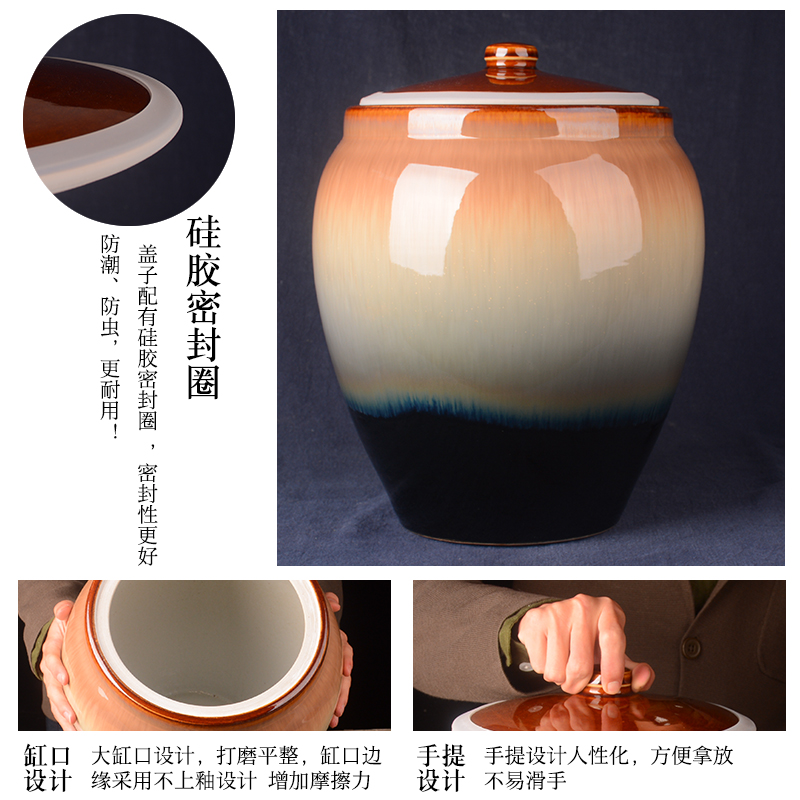 Jingdezhen ceramic barrel 30 kg to with cover flour barrels of insect - resistant moisture meters storage box sealed storage tank in the kitchen