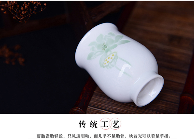 Jingdezhen tea lotus cup fragrance - smelling cup knife clay master cup single CPU noggin collect tea cup by hand