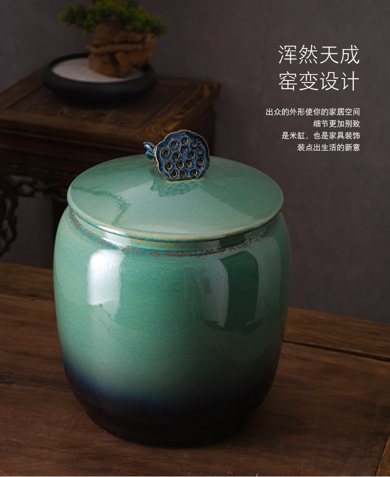 Jingdezhen ceramic barrel 20 jins 30 jins the loaded with cover rice pot ricer box insect - resistant, moisture - proof seal storage bins