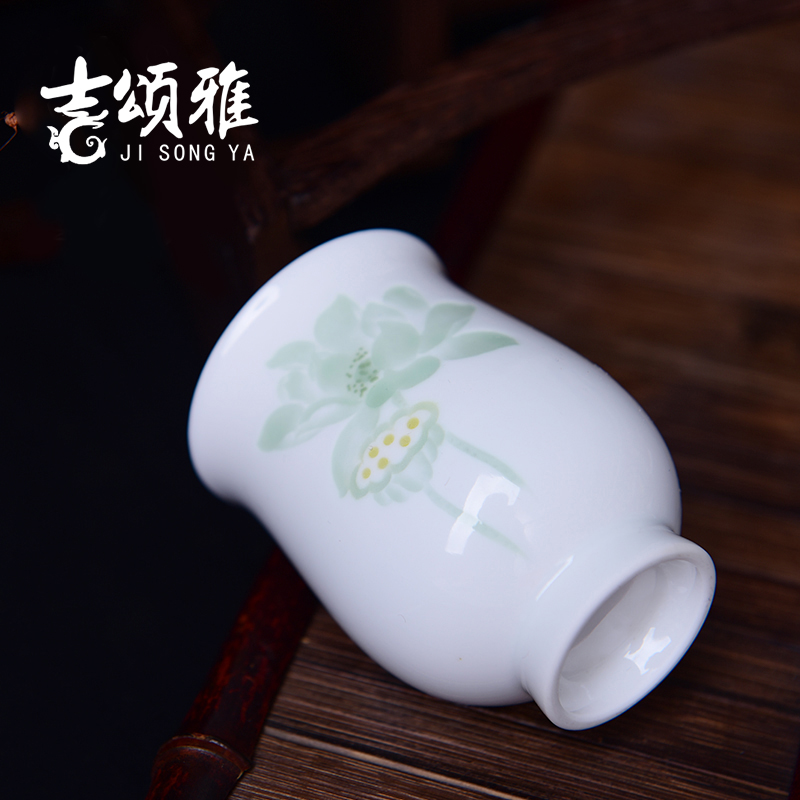 Jingdezhen tea lotus cup fragrance - smelling cup knife clay master cup single CPU noggin collect tea cup by hand