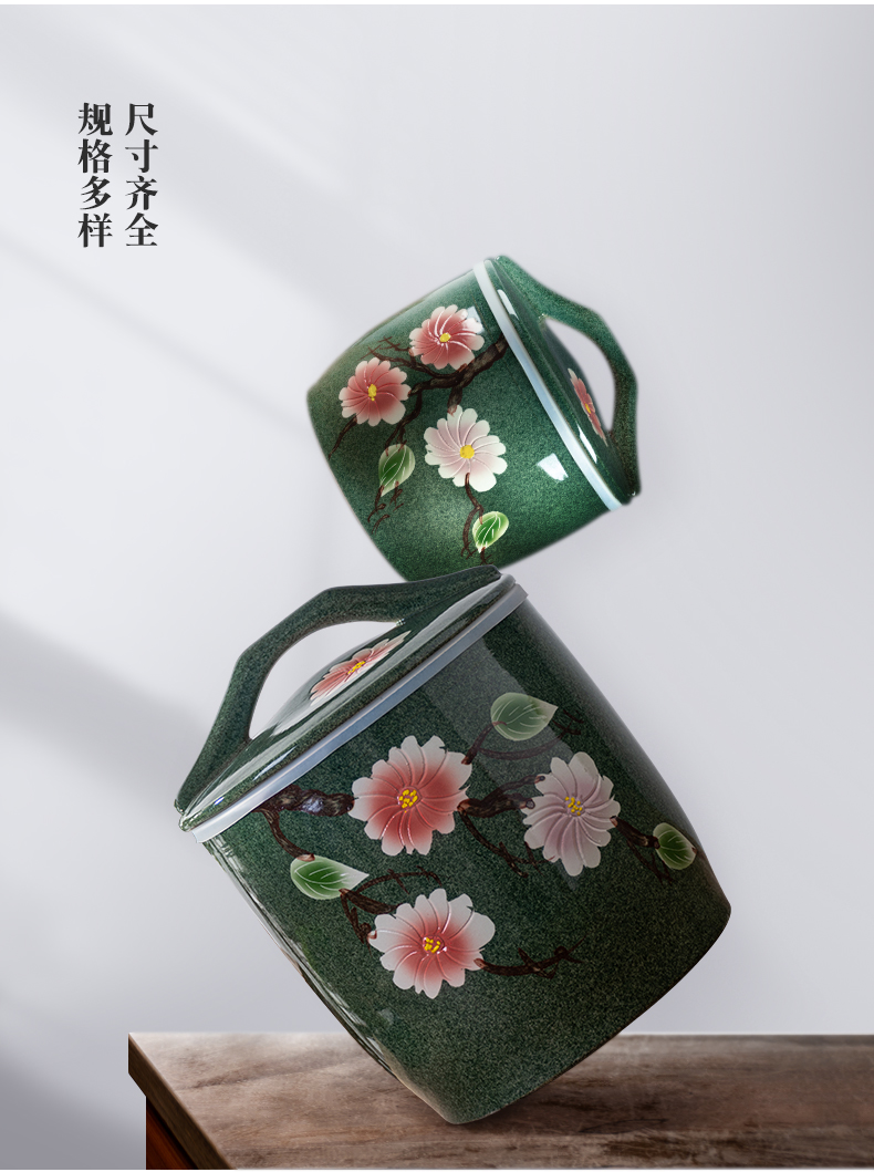 Jingdezhen ceramic barrel with cover 30 jins ricer box 10 jins 20 jins home insect - resistant seal flour storage bins