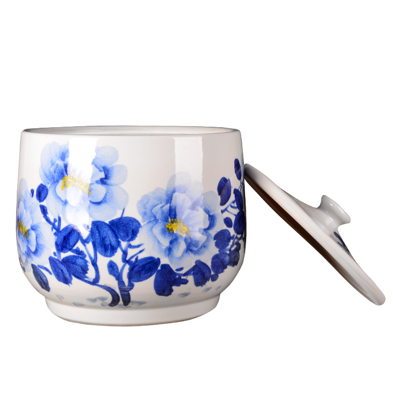 Jingdezhen ceramic barrel ricer box meter box storage blooming flowers with cover seal storage POTS household moistureproof insect - resistant