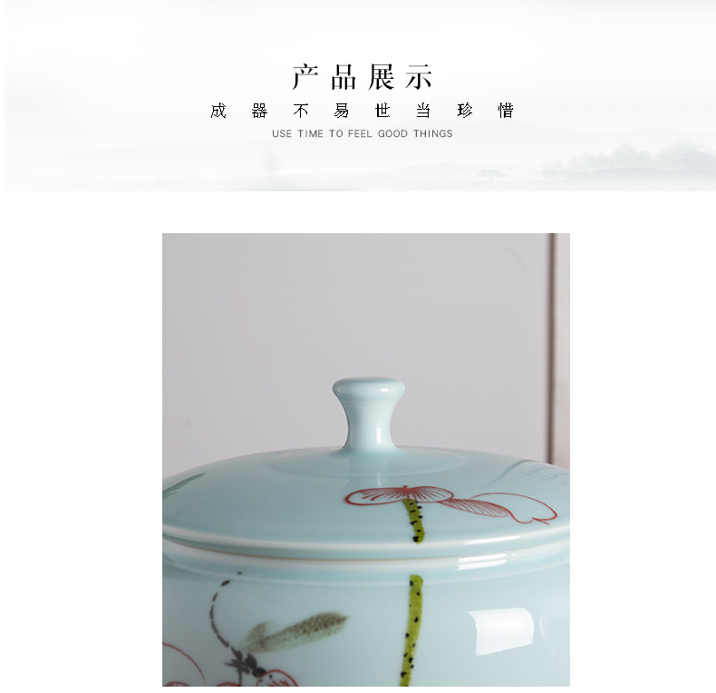 Jingdezhen ceramic barrel with cover rice box 10 kg20 jin to rice storage/household insect seal moisture meters