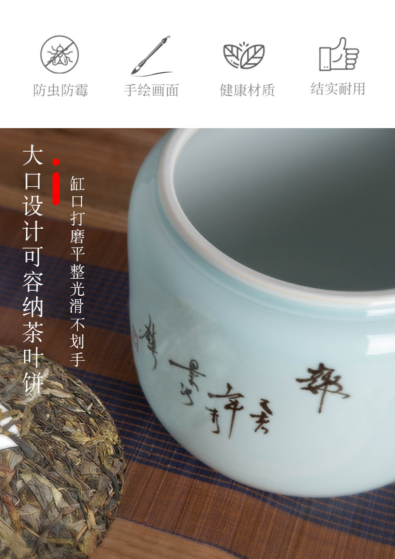 Jingdezhen ceramic barrel with cover rice box 10 kg20 jin to rice storage/household insect seal moisture meters