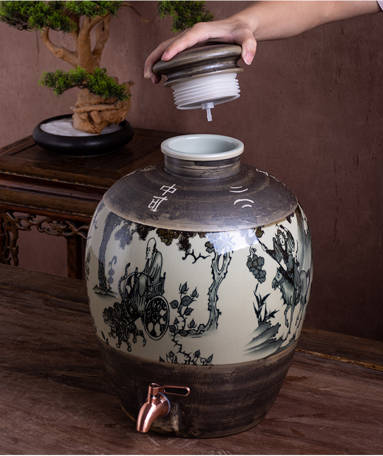 Jingdezhen ceramic bottle aged wine jar 10 jins 20 jins 30 jins 50 kg to household sealed bottle it