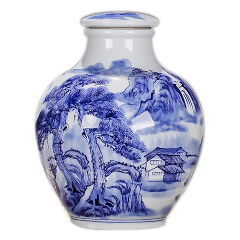 Mercifully bottle ginseng medicine bottle mercifully yangmei 10 jins hand - made of blue and white porcelain bottle wine jar sealed as cans