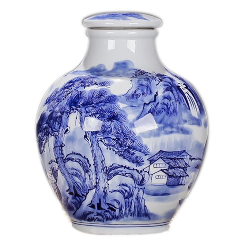 Mercifully bottle ginseng medicine bottle mercifully yangmei 10 jins hand - made of blue and white porcelain bottle wine jar sealed as cans