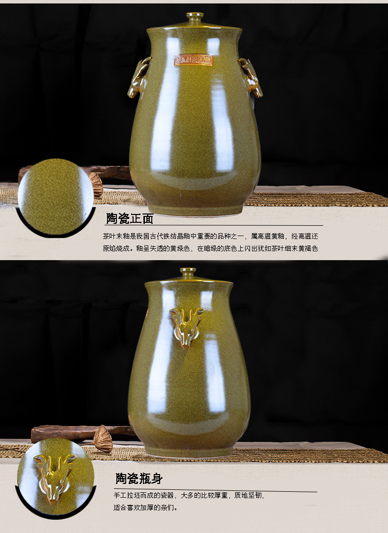 Ceramic barrel ricer box flour cylinder surface of cylinder storage bins 50 pounds of tea at the end of the glaze of jingdezhen Ceramic tank meters altar