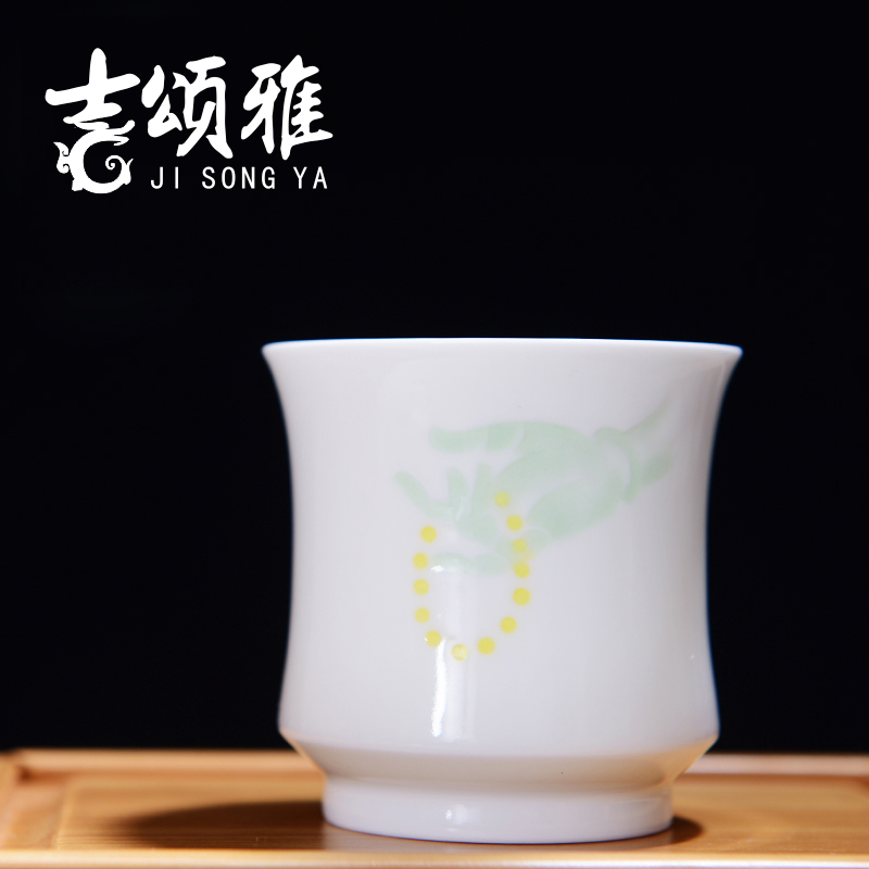 Jingdezhen manual cup half knife mud sample tea cup bergamot single CPU master cup fragrance - smelling cup kung fu tea cups
