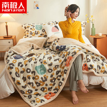 South Pole multifunction blankets Milk Suede Warm Cover Blanket Thickened Sheet Sofa Blanket Zipped cover Dual-use