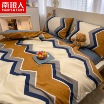 South Pole Man All cotton Nordic Wind Four sets minimalist printed pure cotton quilt cover bed linen student Dormitory Three sets
