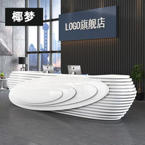 Slice shape paint front desk reception desk white company curved welcome bar Hotel cashier creative fashion